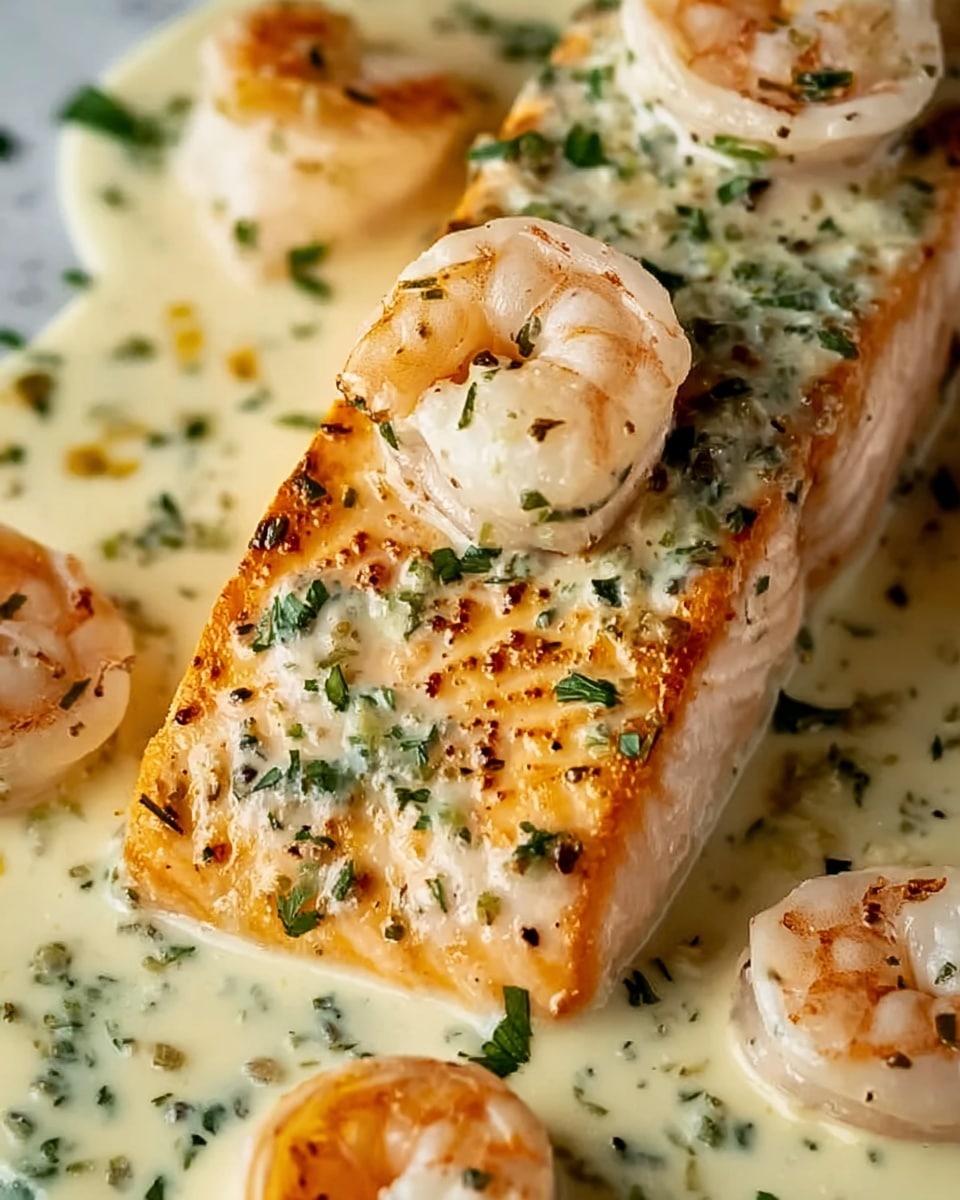 Creamy Garlic Butter Salmon with Shrimp Recipe