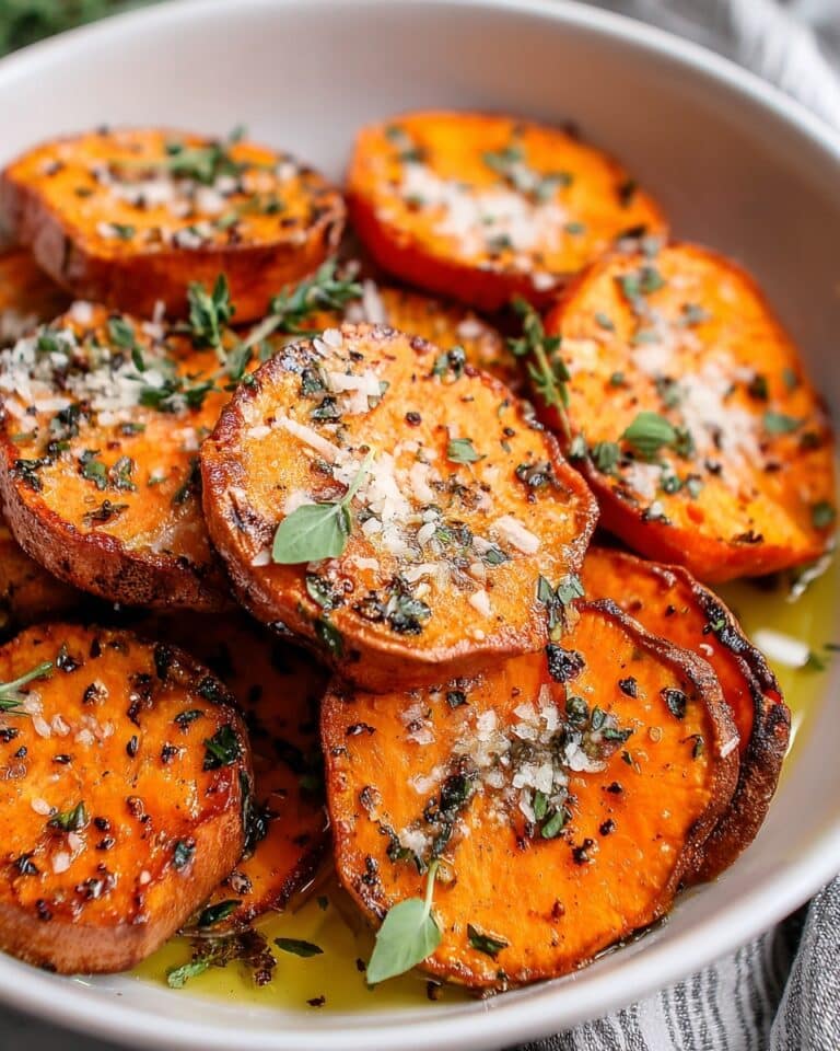 Roasted Sweet Potatoes with Garlic and Parmesan Recipe