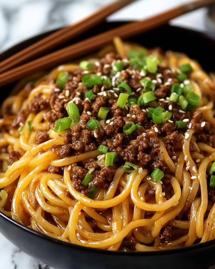 Mongolian Ground Beef Noodles Recipe