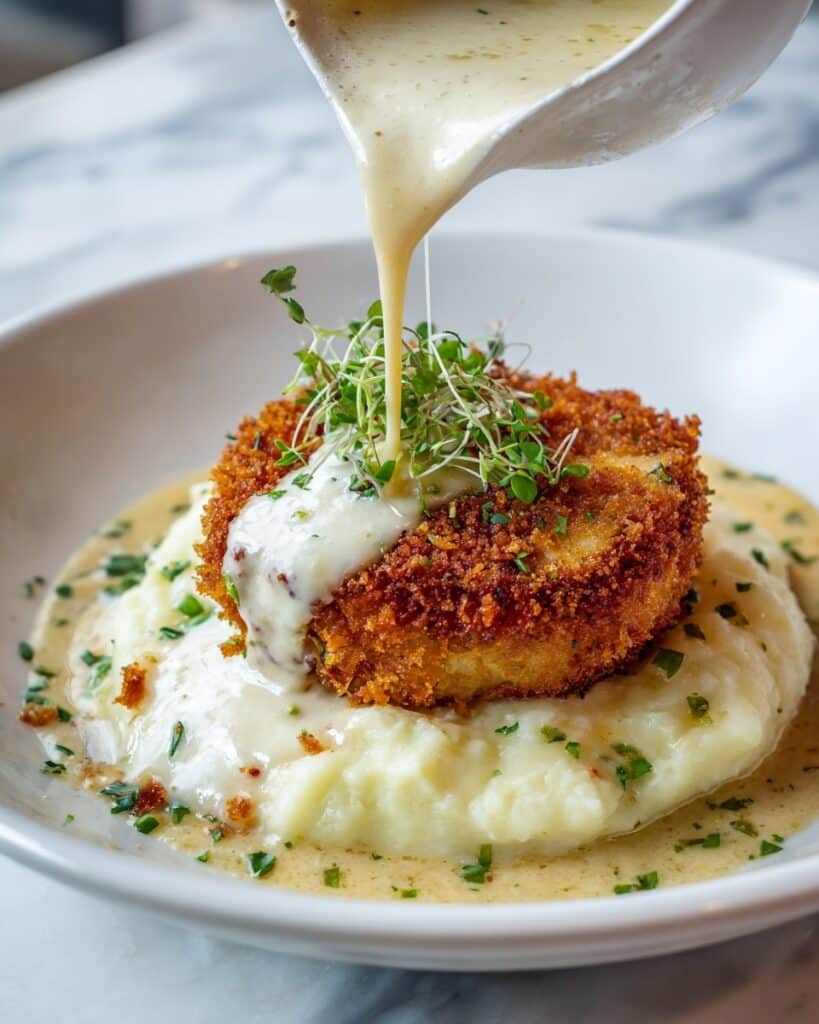 Parmesan Crusted Chicken with Creamy Garlic Sauce Recipe