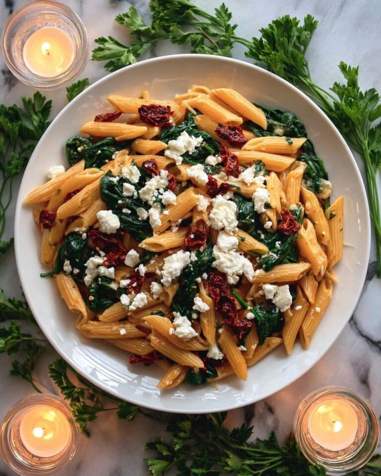 Pasta with Spinach and Feta Cheese Recipe