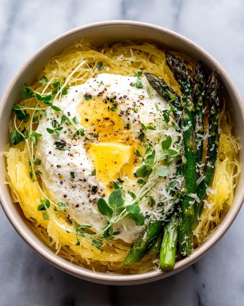 Spaghetti Squash with Asparagus, Ricotta, Lemon, and Thyme Recipe