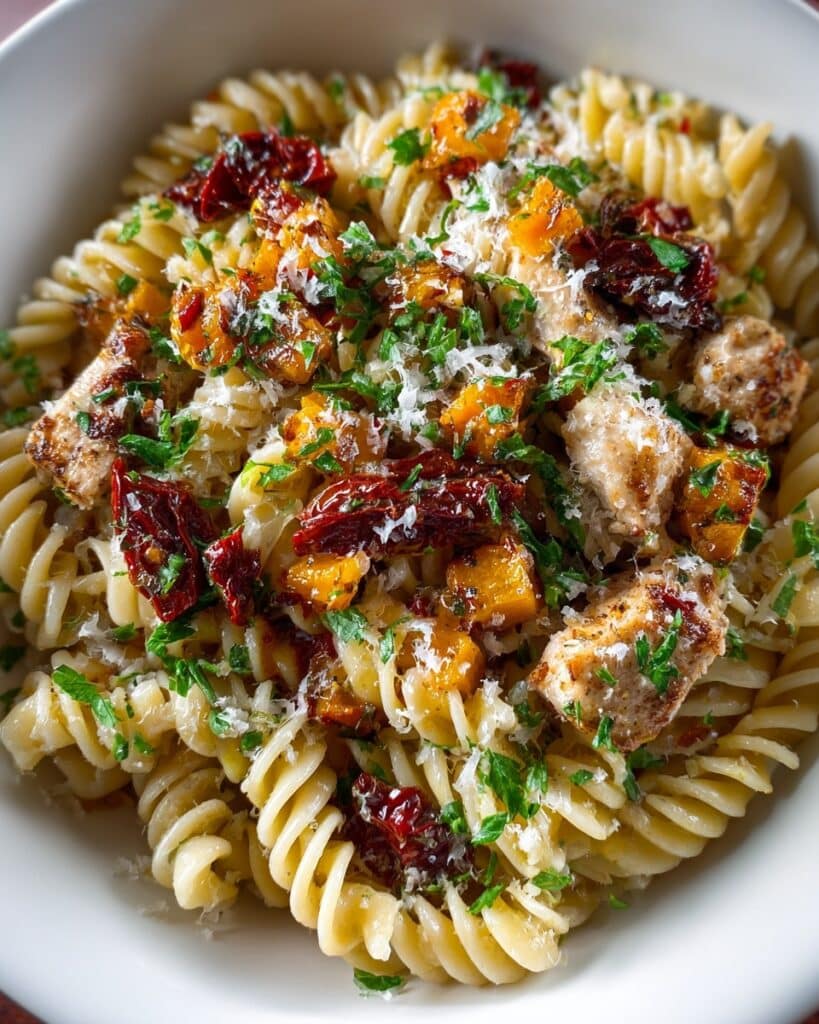 Roasted Butternut Squash and Sun-Dried Tomato Chicken Pasta Recipe