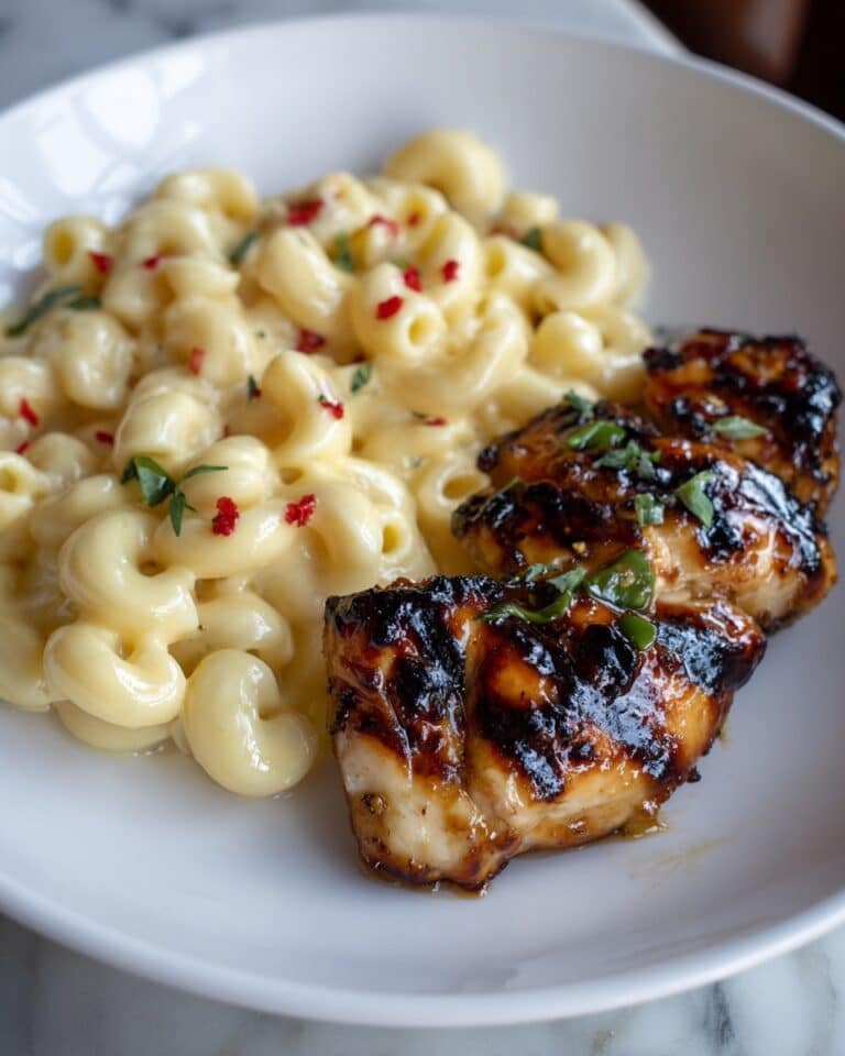Sweet and Spicy Honey Pepper Chicken with Creamy Macaroni Cheese Recipe