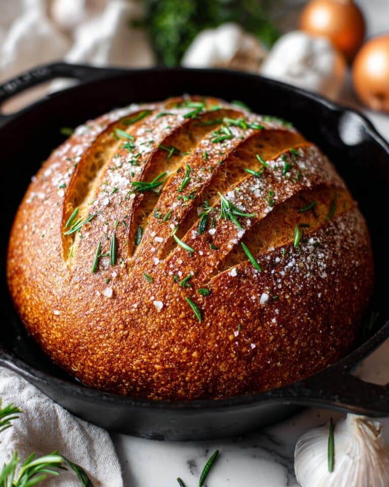 Rustic No-Knead Rosemary Garlic Bread Recipe