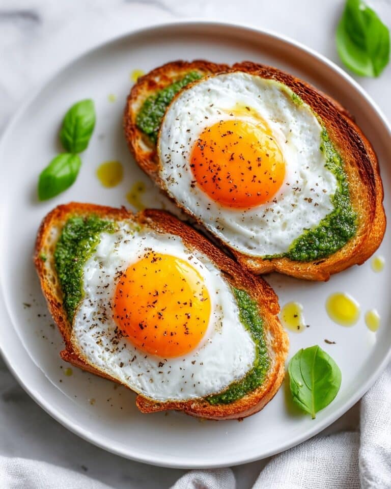 Pesto Eggs on Sourdough Toast with Herbed Goat Cheese Recipe