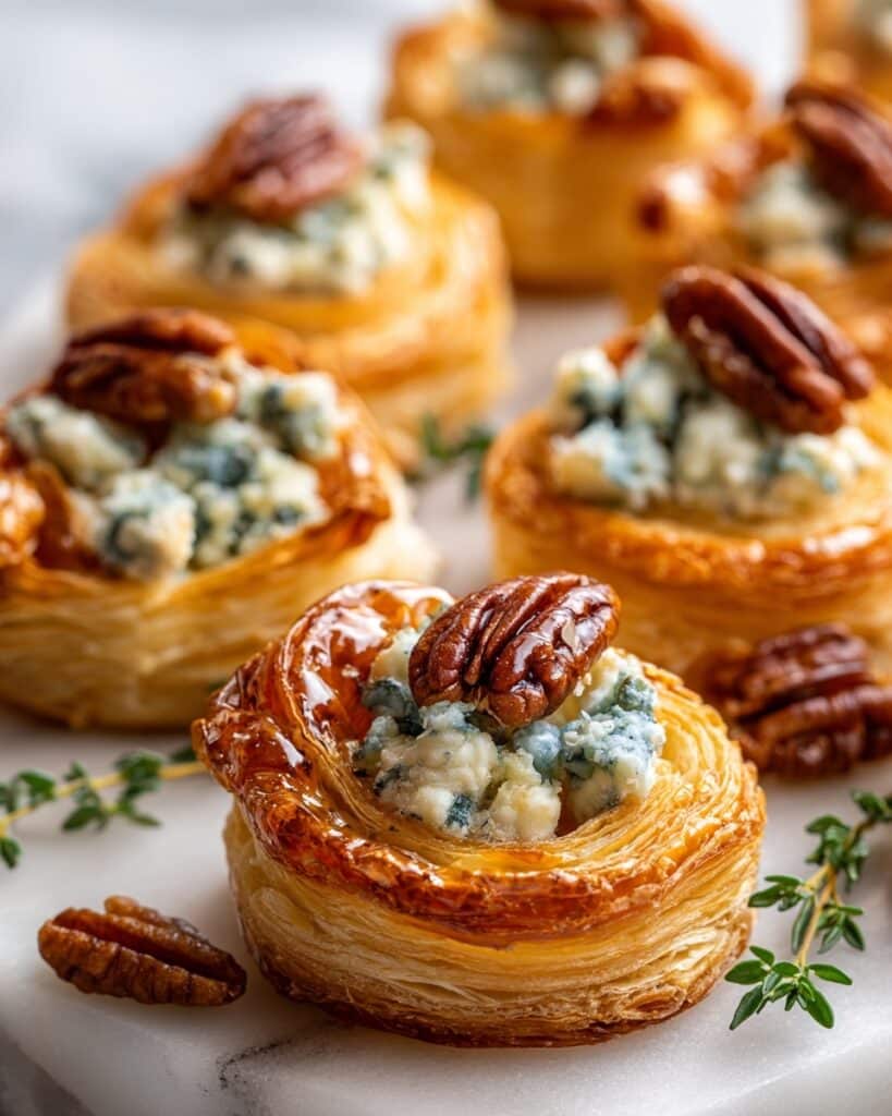 Blue Cheese, Walnut, and Thyme Pull-Apart Puff Pastry Twirl Recipe