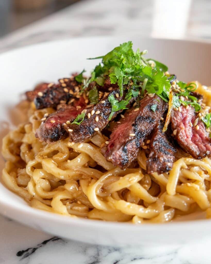 Garlic Butter Steak Lightning Noodles Recipe