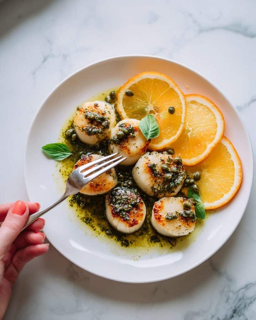 Scallops with Orange, Basil, and Caper Dressing Recipe