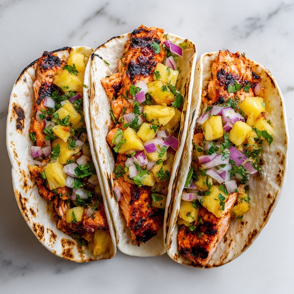 Chipotle Honey Salmon Tacos with Pineapple Salsa Recipe