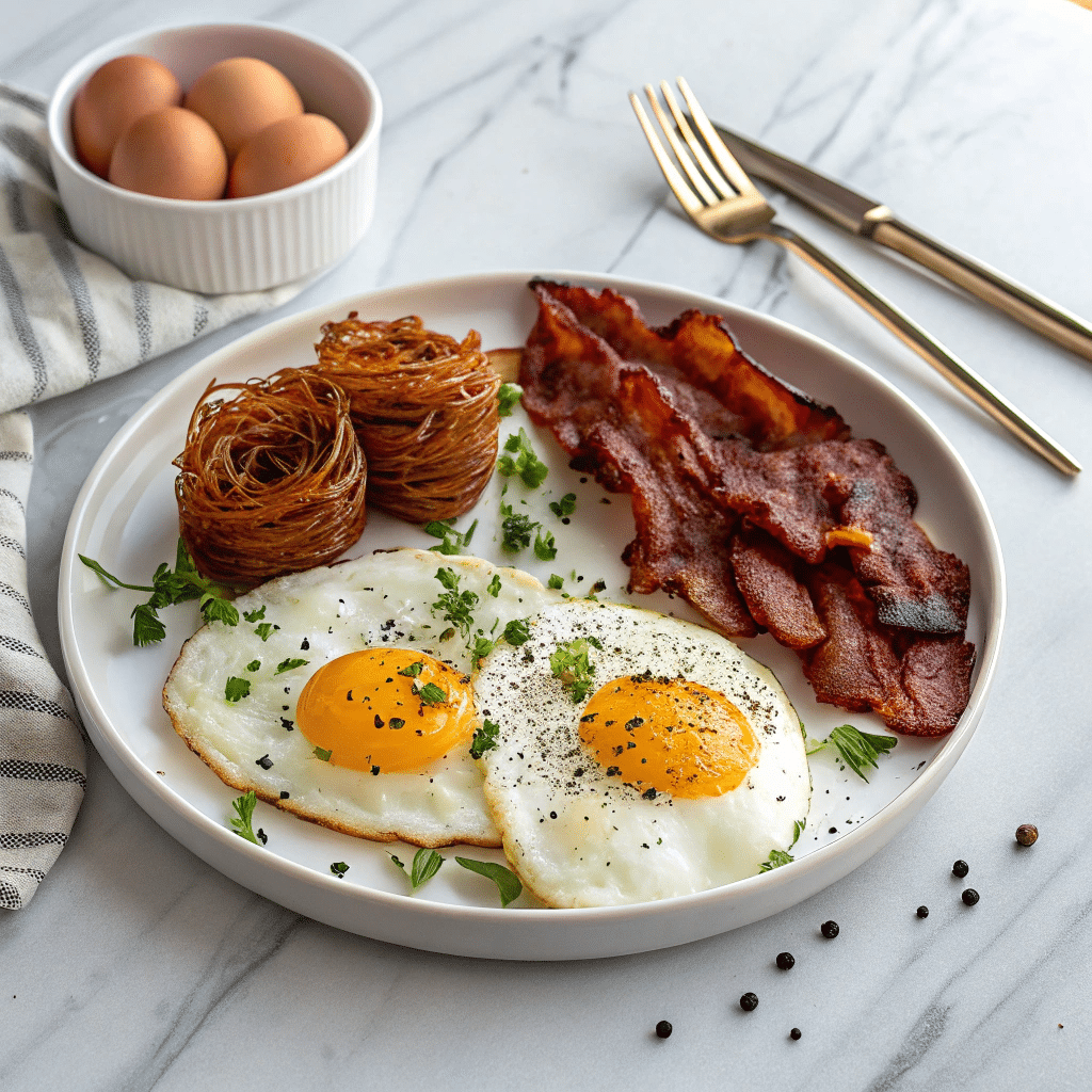Hash Brown Bowls with Egg, Bacon, and Fresh Herbs Recipe - Recipe Image