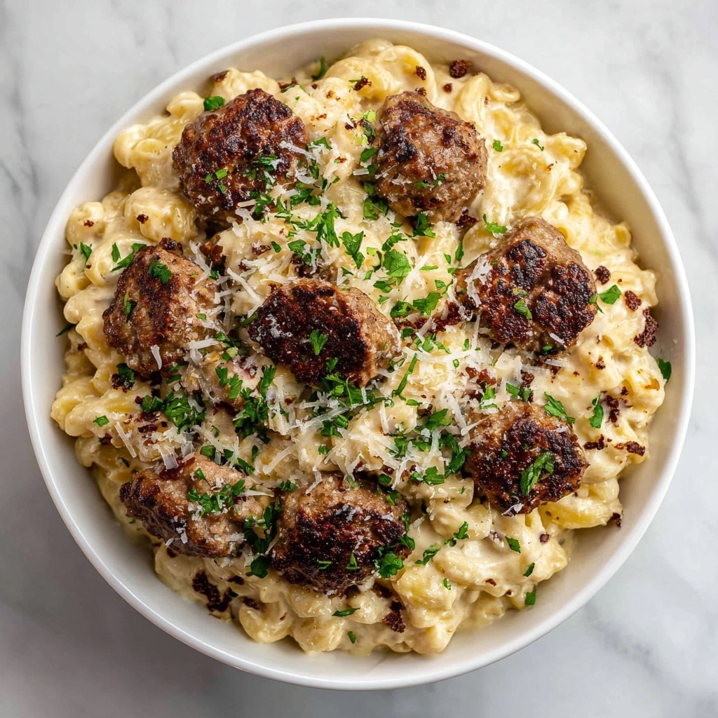 Garlic Butter Sausage Bites with Creamy Parmesan Pasta Recipe - Recipe Image