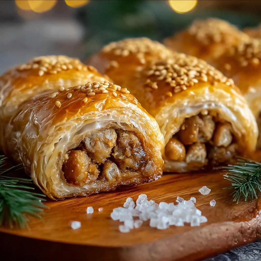 Easy Christmas Chicken Sausage Rolls with Cranberry Sage Filling Recipe - Recipe Image