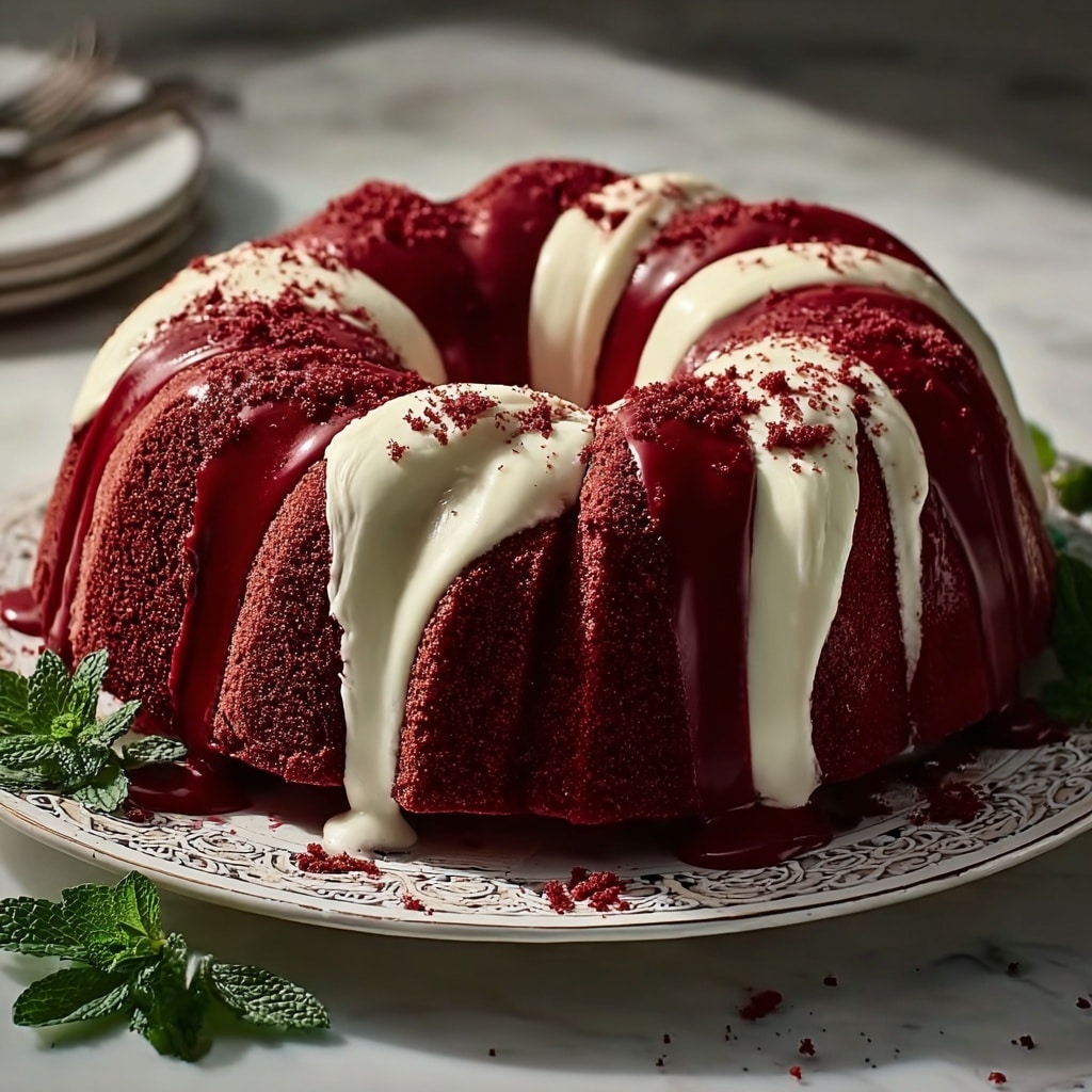 Layered Red Velvet Cheesecake Bundt Cake Recipe - Recipe Image