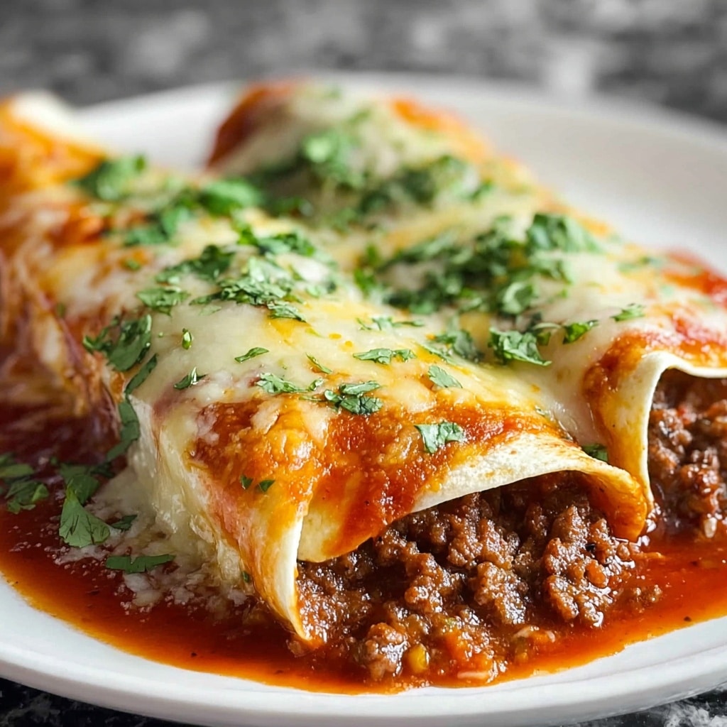 Ground Beef Enchiladas with Spanish Rice and Cheddar Recipe - Recipe Image