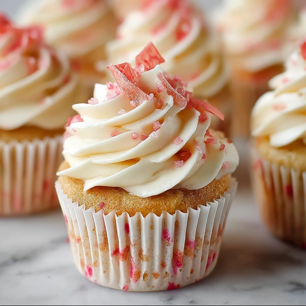 Rhubarb Honey Peach Cream Cheese Cupcakes Recipe - Recipe Image