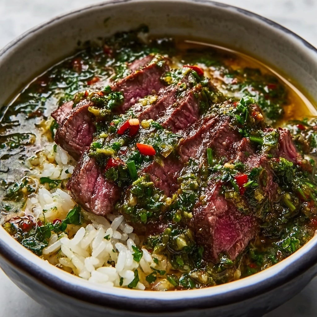 Skirt Steak Rice Bowls with Chimichurri Sauce Recipe - Recipe Image
