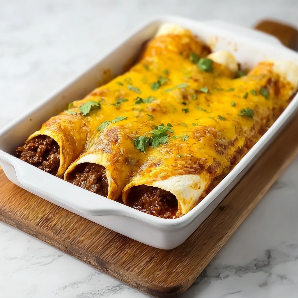 Cheesy Beef Enchiladas with Homemade Enchilada Sauce Recipe - Recipe Image
