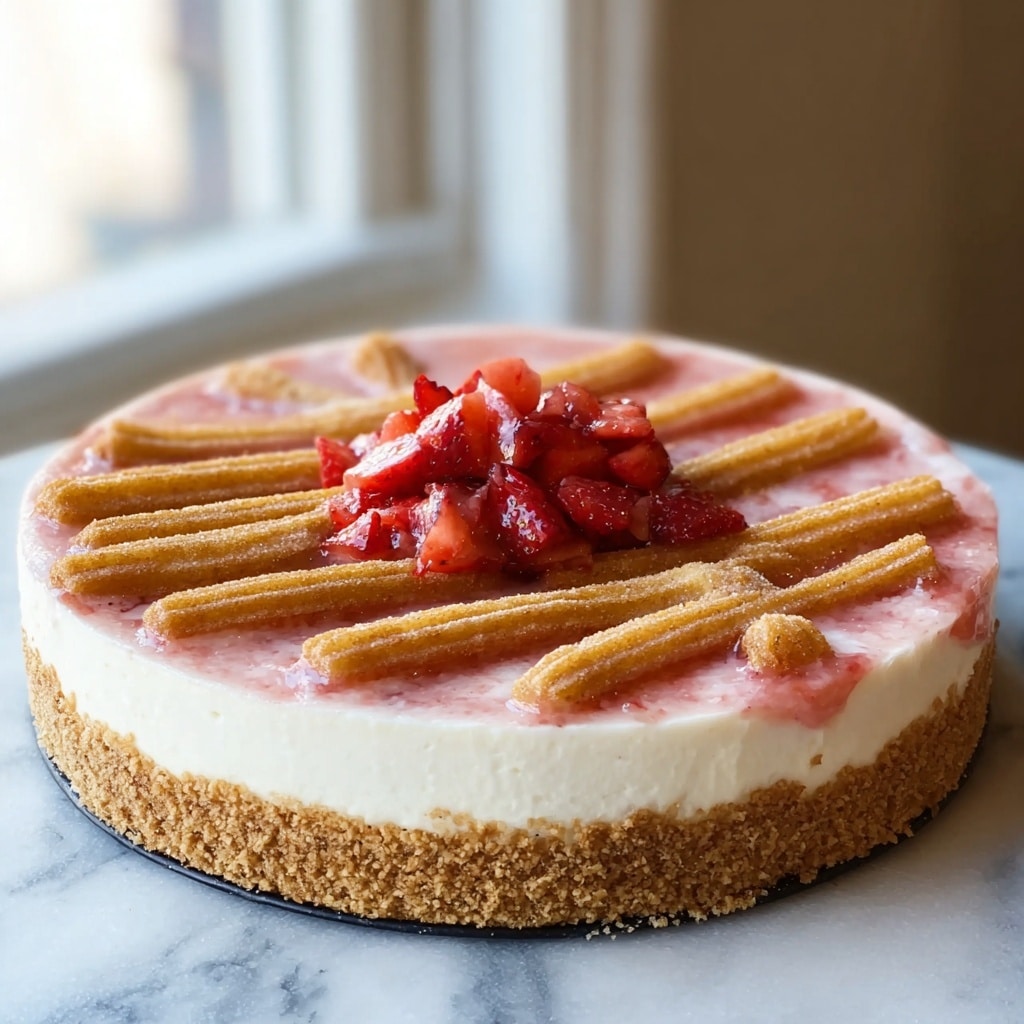Strawberry Crunch Churro Cheesecake Recipe - Recipe Image