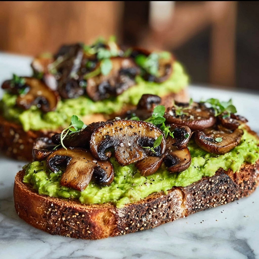 Avocado Garlicky Mushroom Toast Recipe - Recipe Image