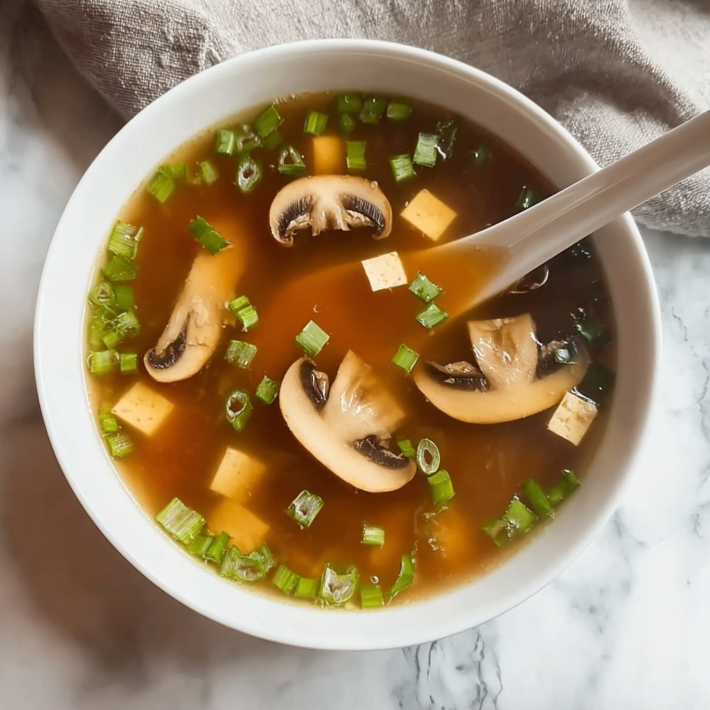 Japanese Clear Soup with Tofu and Mushrooms Recipe - Recipe Image