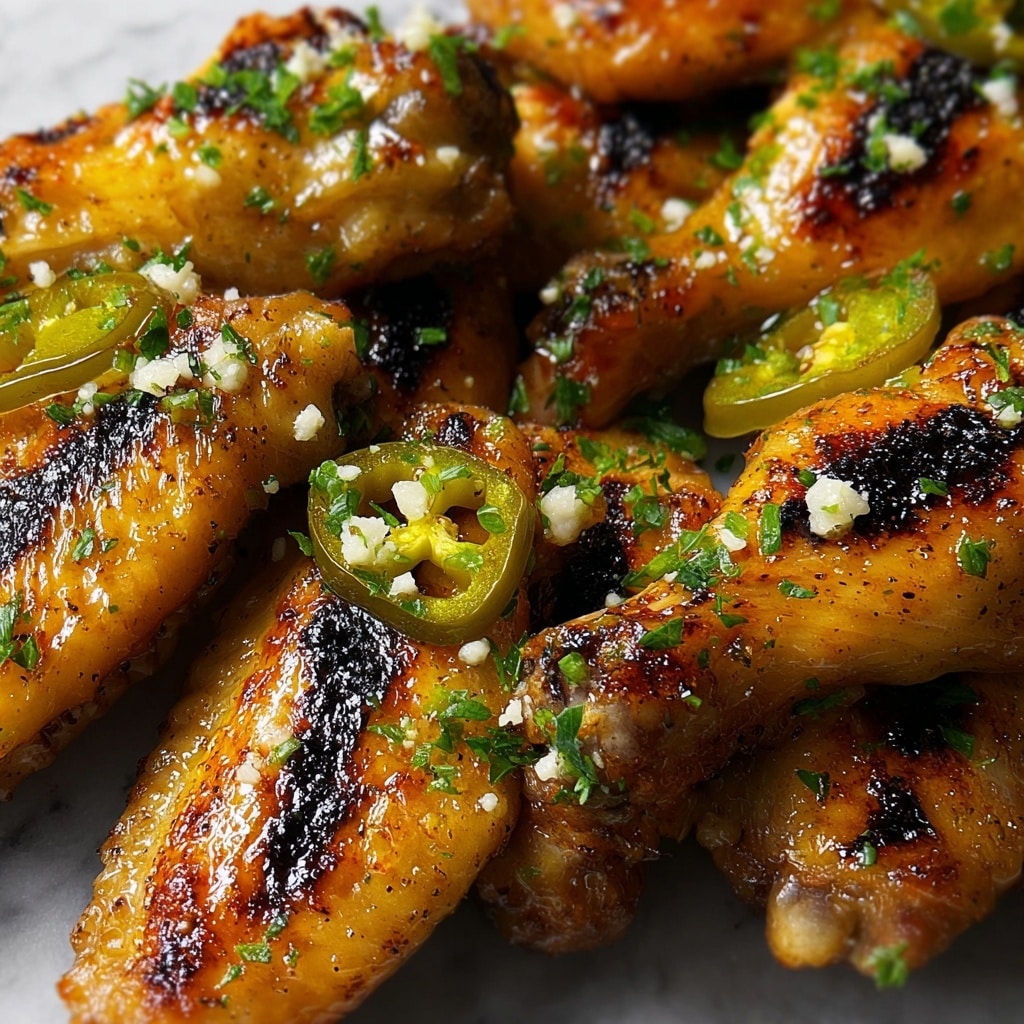 Grilled Chicken Wings with Peperoncini Garlic Butter Recipe - Recipe Image