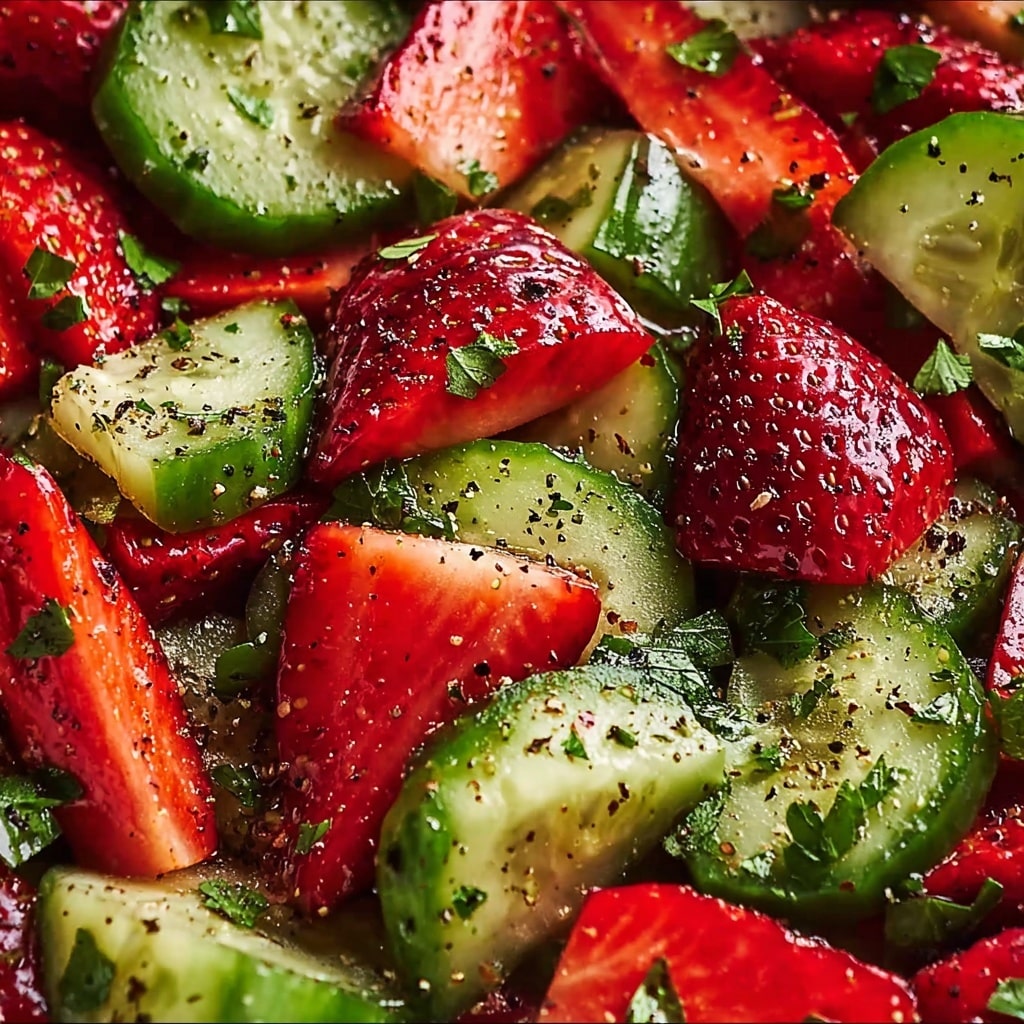 Strawberry Cucumber Salad with Fresh Basil and Balsamic Dressing Recipe - Recipe Image