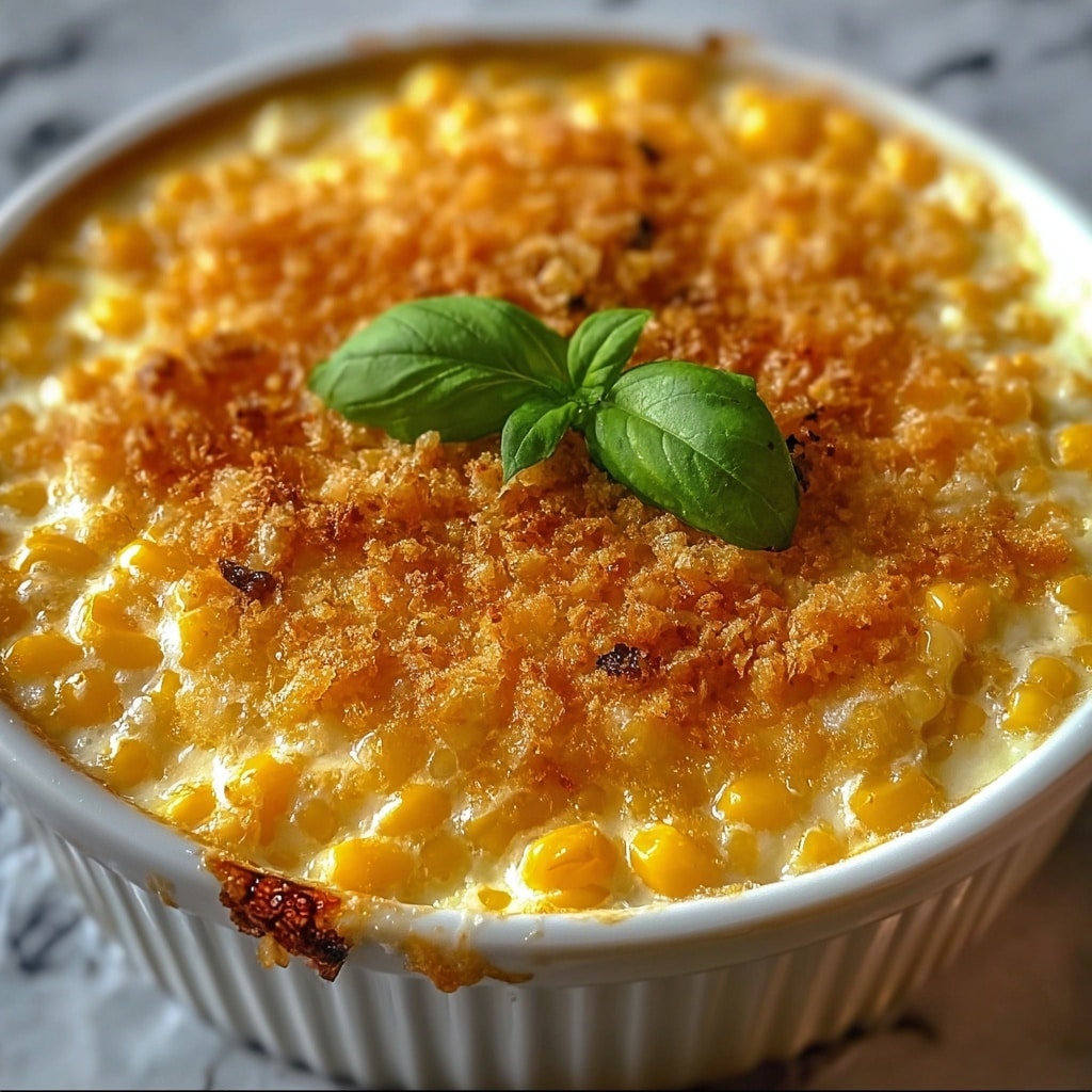 Honey-Glazed Corn Casserole with a Crispy Parmesan Crust Recipe - Recipe Image