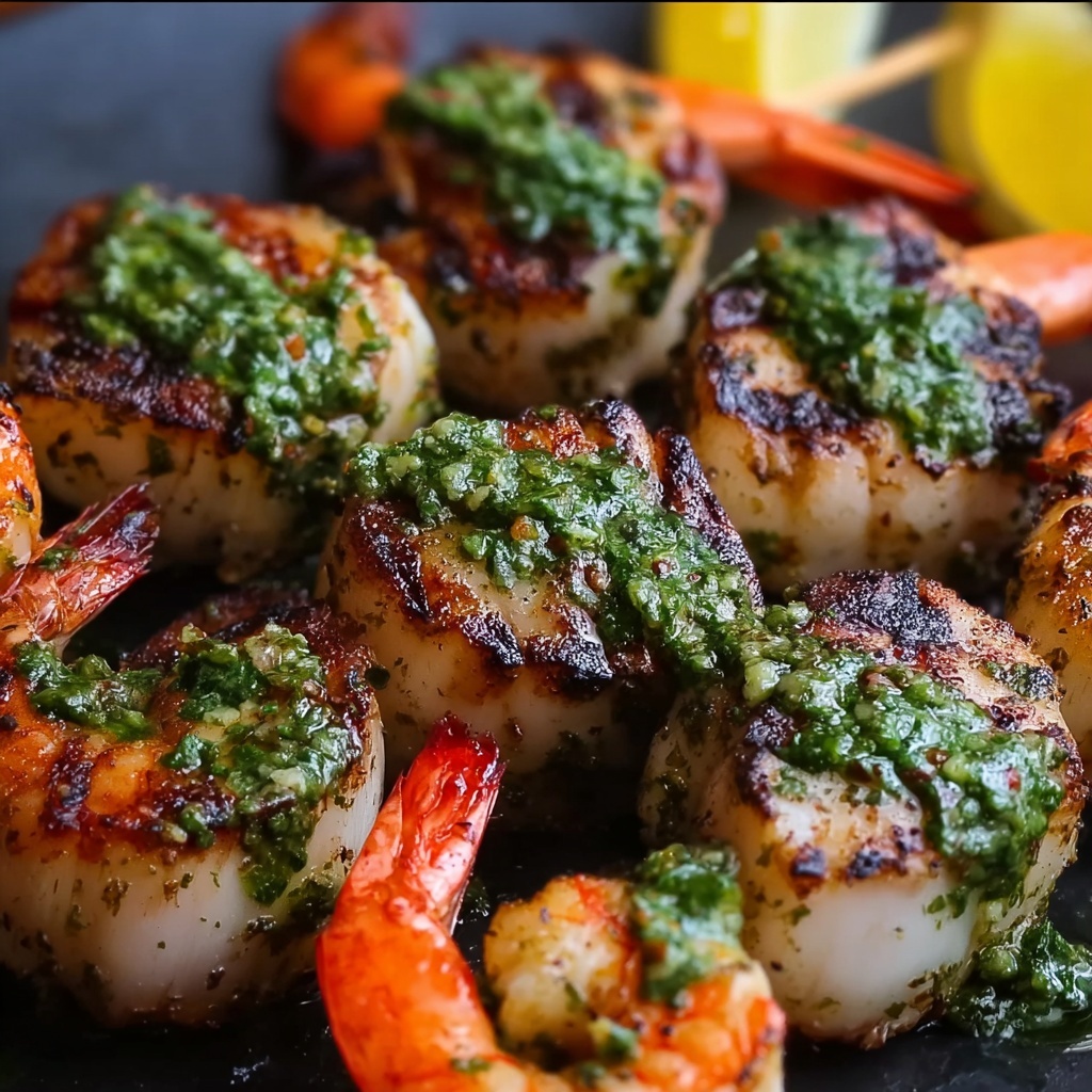 Grilled Surf & Turf Skewers with Chimichurri Recipe - Recipe Image