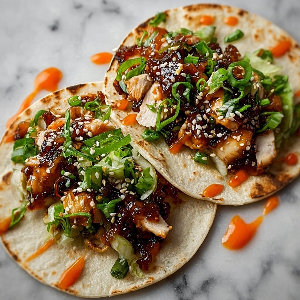 Korean Chicken Tacos with Caramelized Kimchi Recipe - Recipe Image