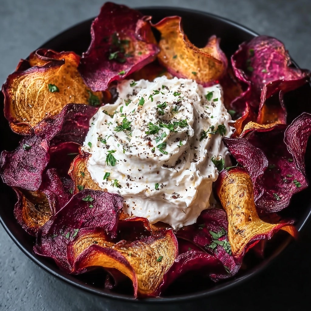 Roasted Beet Chips with Whipped Feta Dip Recipe - Recipe Image