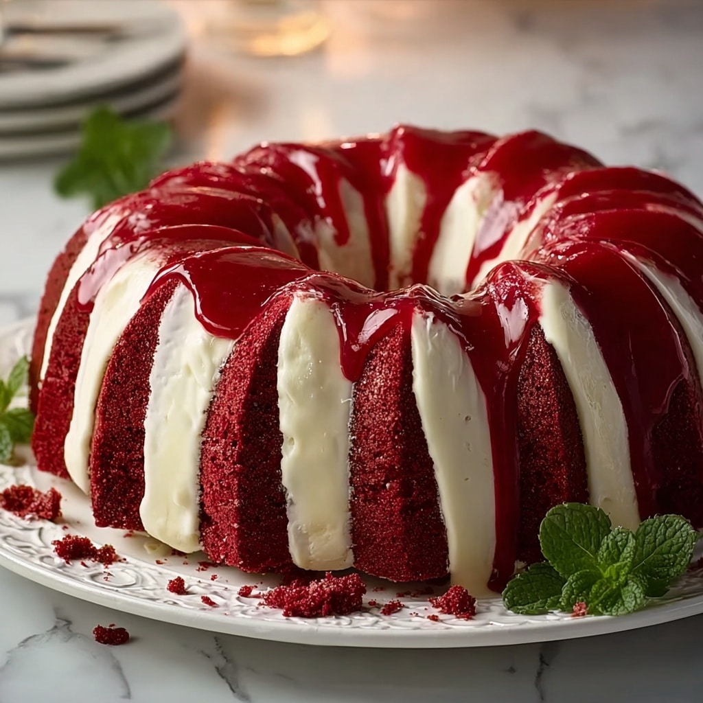 Layered Red Velvet Cheesecake Bundt Cake Recipe - Recipe Image