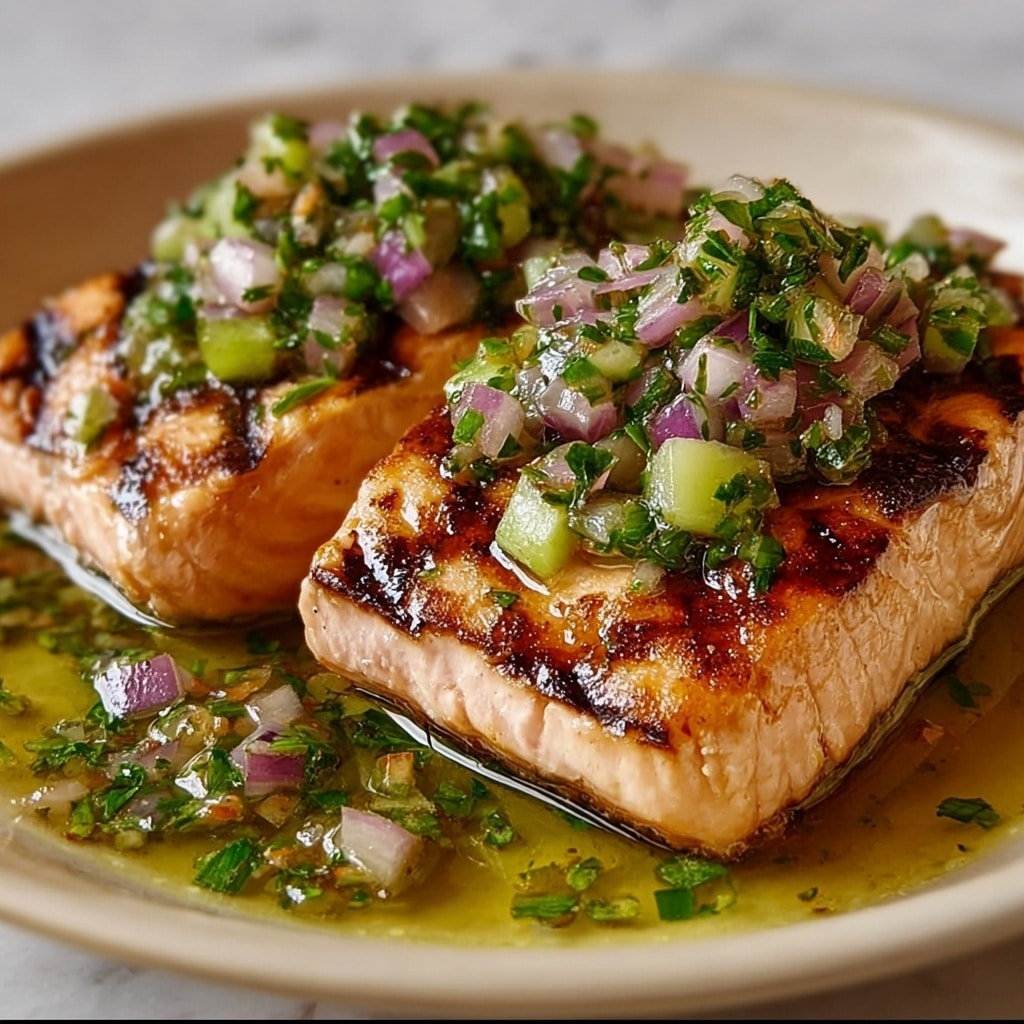 Miso Butter Salmon with Sizzled Scallion Salsa Verde Recipe - Recipe Image