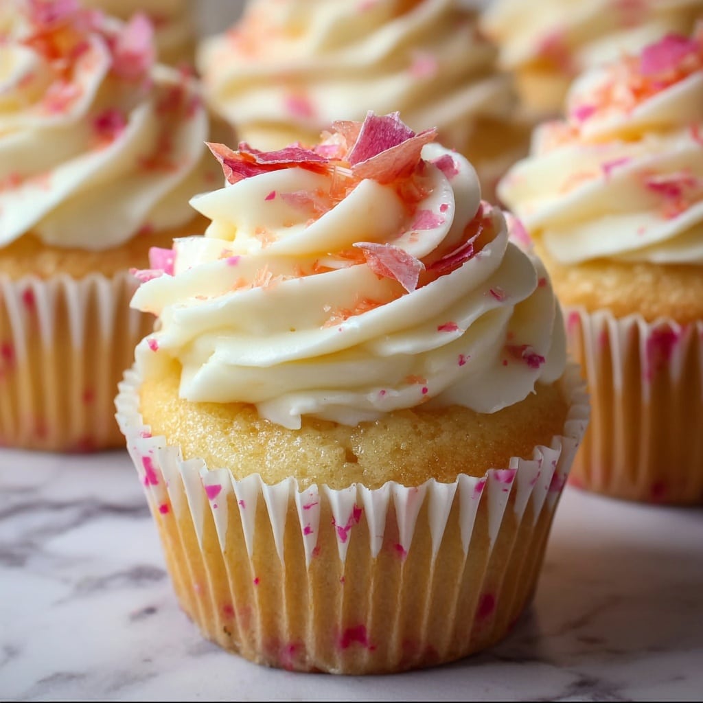 Rhubarb Honey Peach Cream Cheese Cupcakes Recipe - Recipe Image