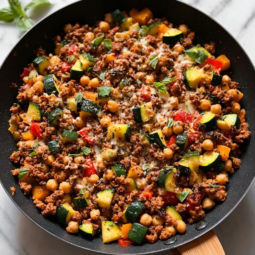 Ground Turkey Zucchini Chickpea Skillet Recipe - Recipe Image