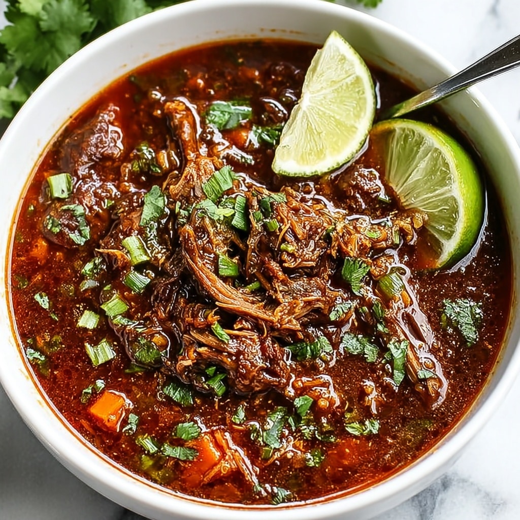 Authentic Beef Birria Stew with Chilies and Tender Shredded Meat Recipe - Recipe Image