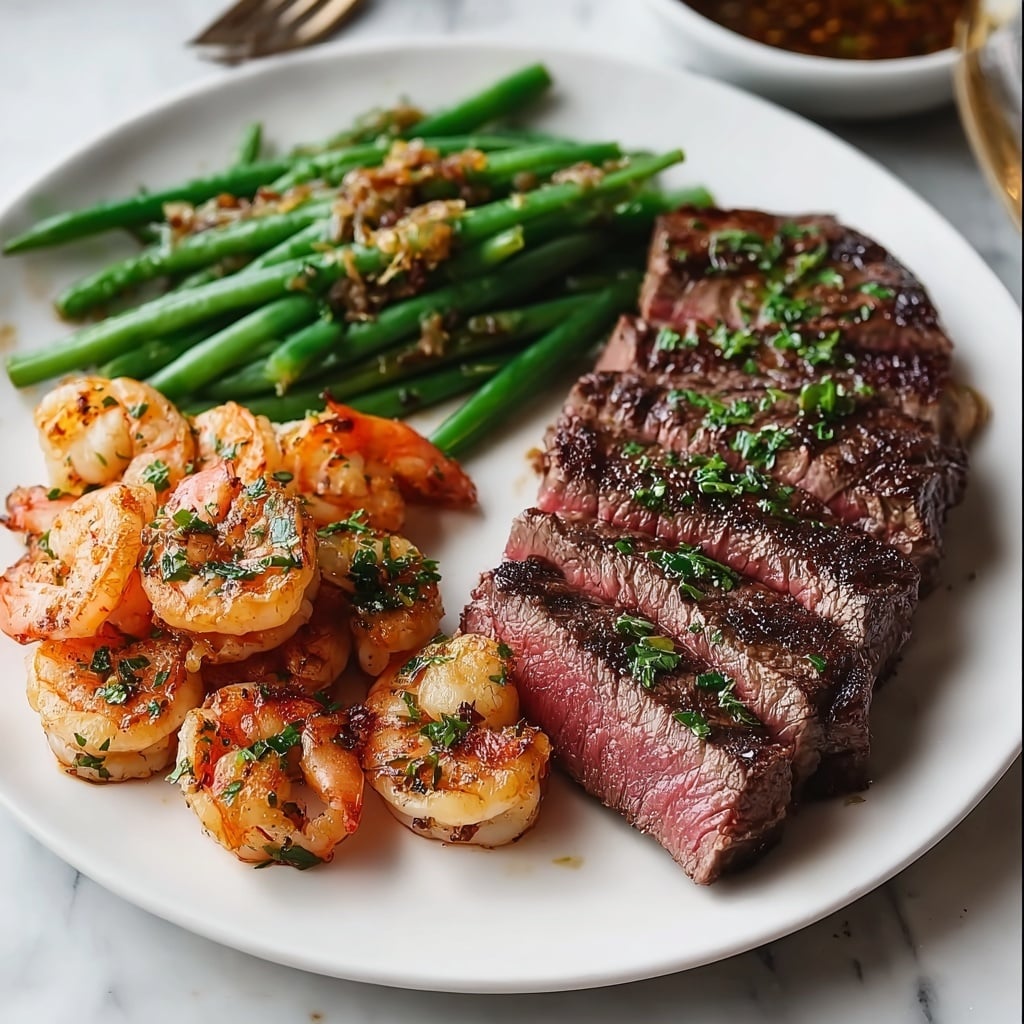 Garlic Butter Ribeye Steak and Shrimp Recipe - Recipe Image