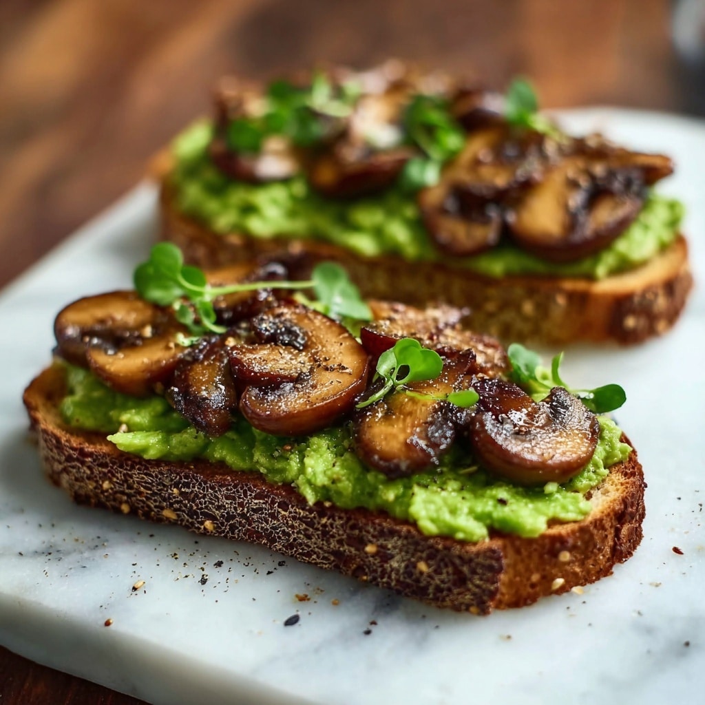 Avocado Garlicky Mushroom Toast Recipe - Recipe Image