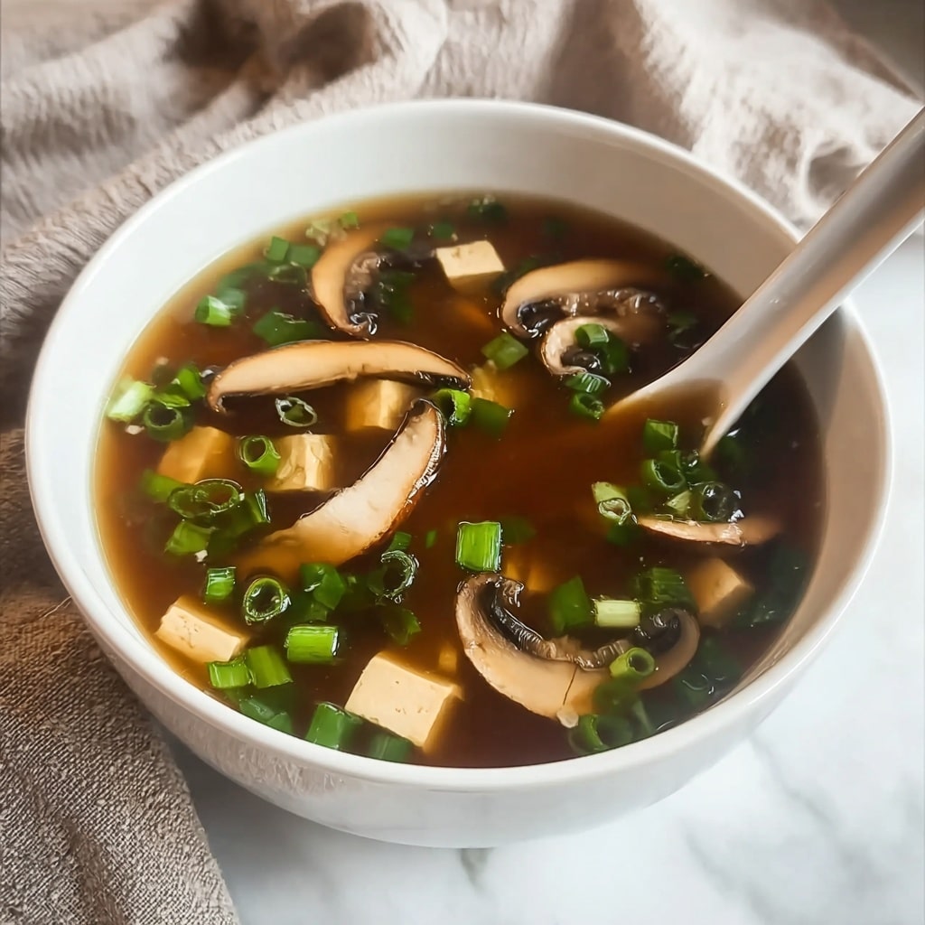 Japanese Clear Soup with Tofu and Mushrooms Recipe - Recipe Image