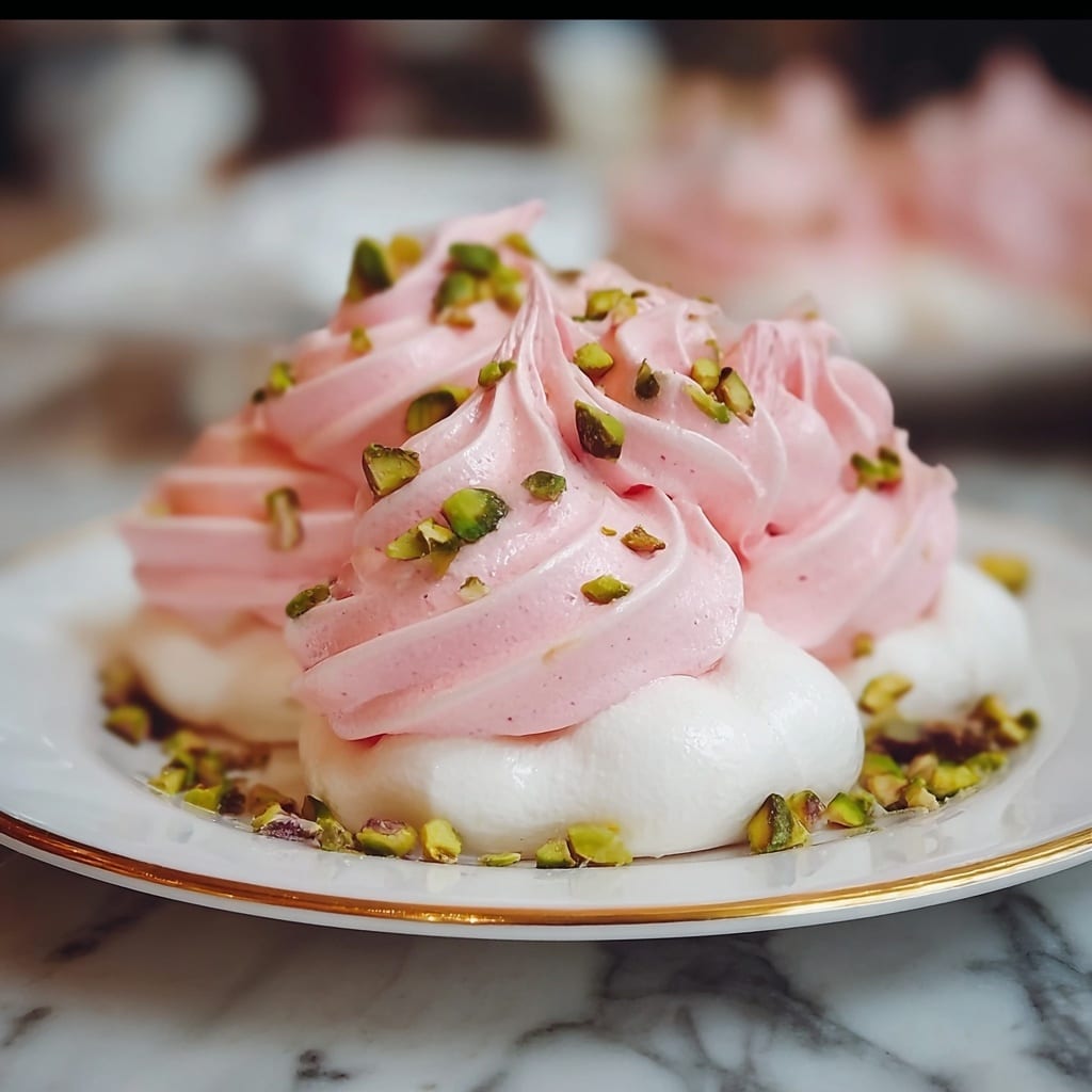 Rose Meringues with Pistachios Recipe - Recipe Image