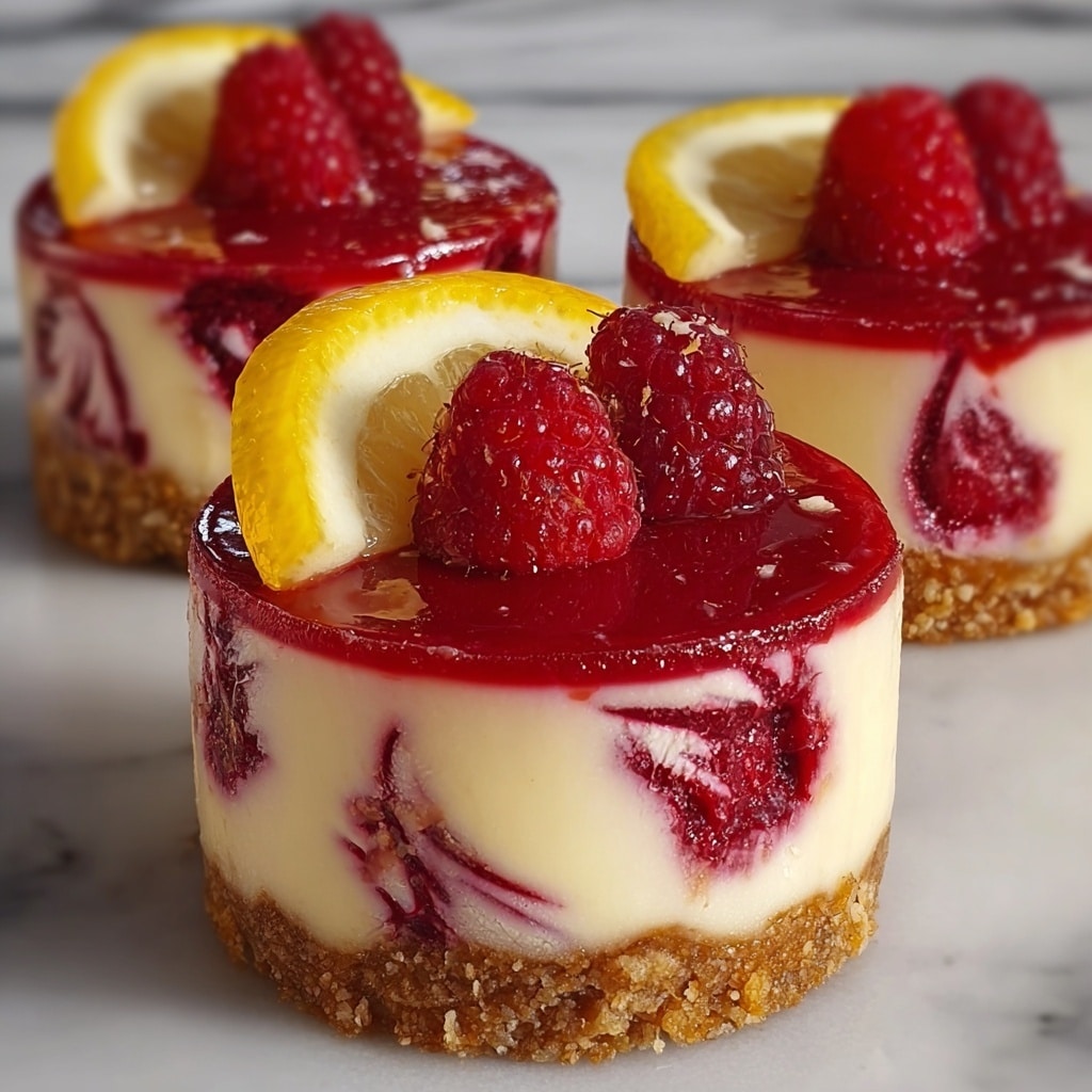 No Bake Raspberry Lemon Swirl Cheesecake Recipe - Recipe Image