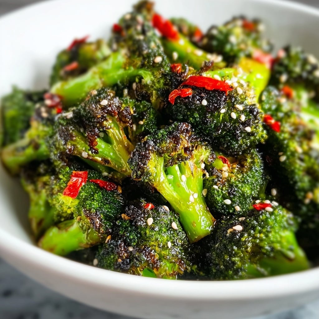 Smashed Chilli Garlic Broccoli with Peanut Butter Dipping Sauce Recipe - Recipe Image