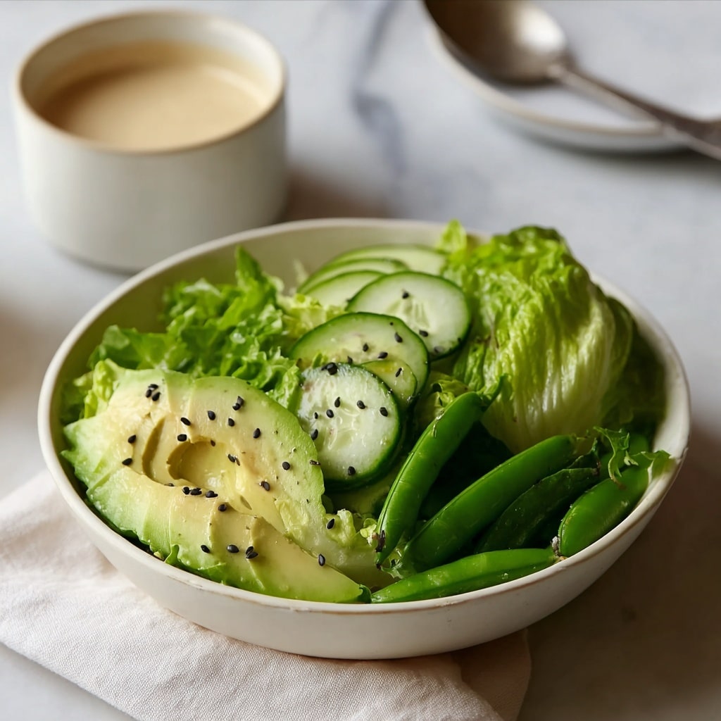 Crunchy Green Salad with Miso Dressing Recipe - Recipe Image