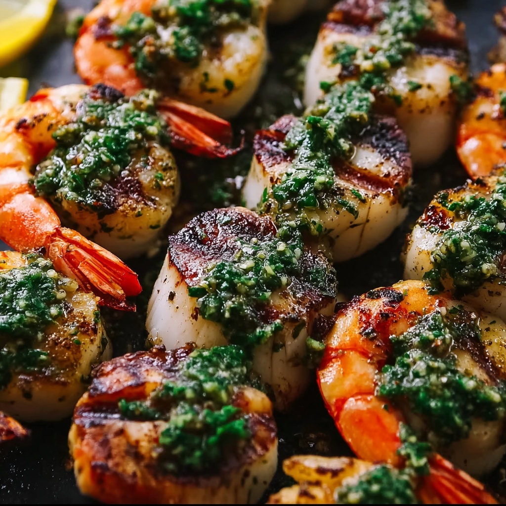 Grilled Surf & Turf Skewers with Chimichurri Recipe - Recipe Image