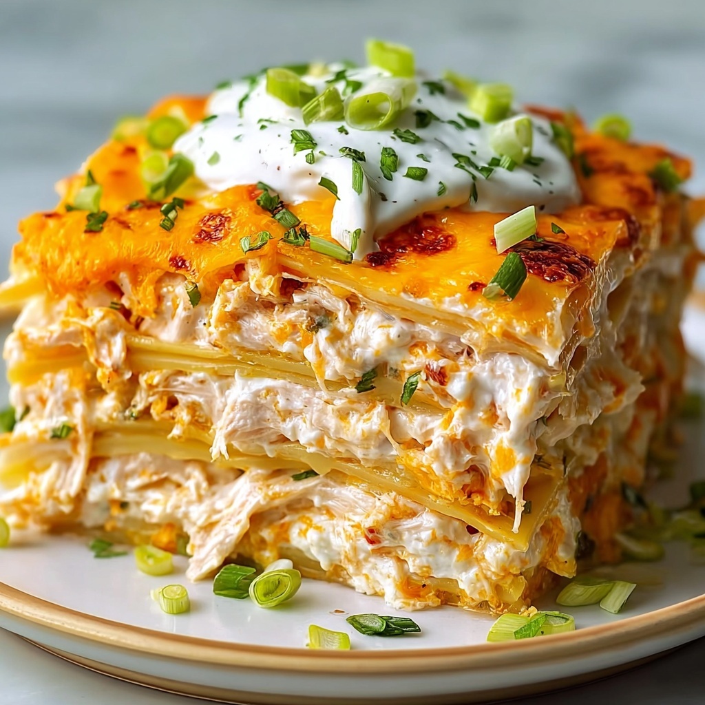 Cheesy Buffalo Chicken Lasagna with Ranch Drizzle Recipe - Recipe Image
