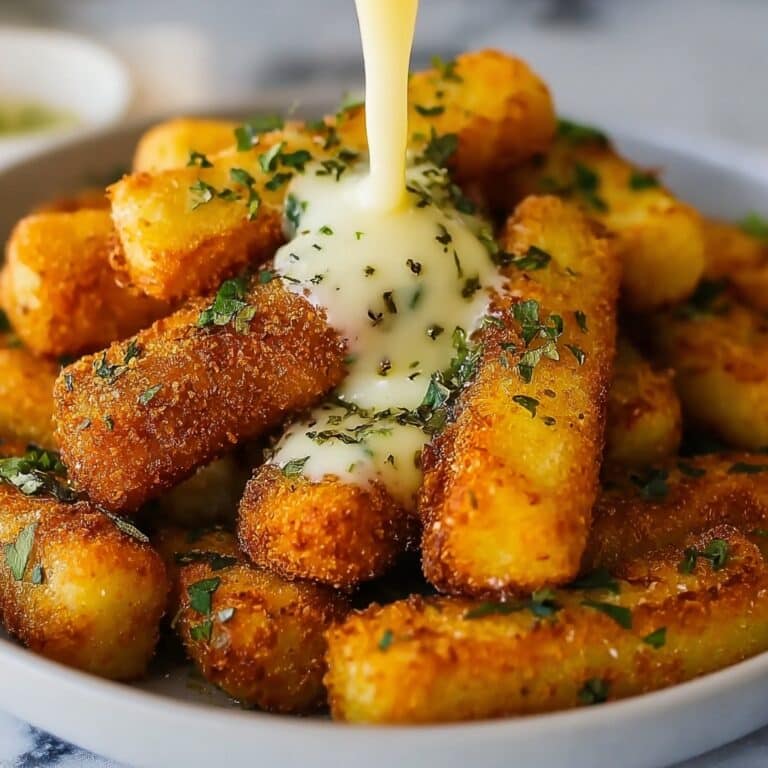 Crispy Veggie Potato Sticks with Cheddar Cheese Sauce Recipe