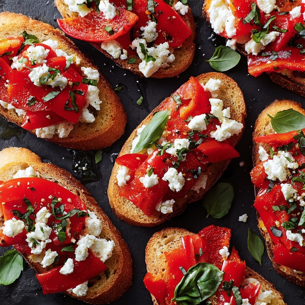 Roasted Red Pepper and Feta Bruschetta Recipe