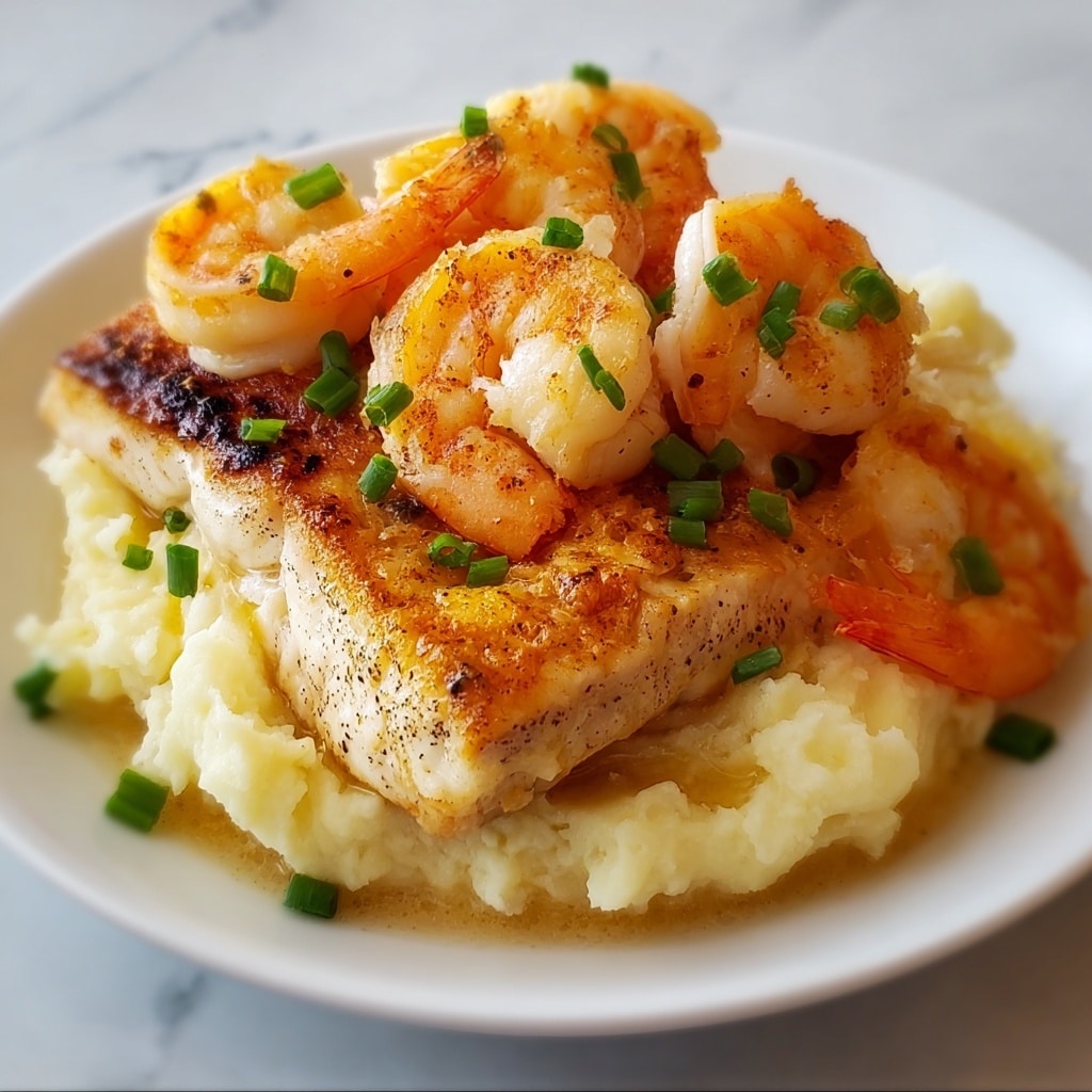Red Snapper, Shrimp & Grits with a Cajun Cream Sauce Recipe