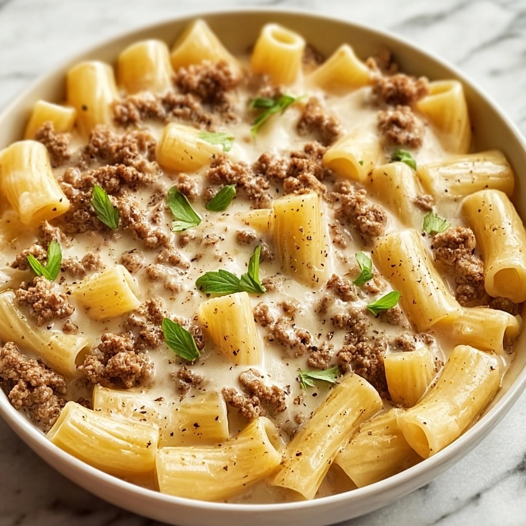 Loaded Cheeseburger Alfredo Pasta Recipe