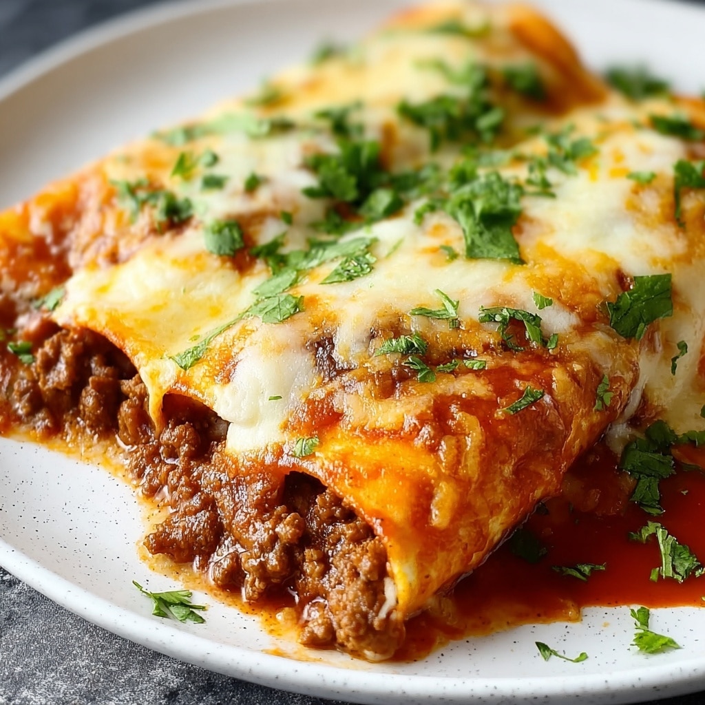 Ground Beef Enchiladas with Spanish Rice and Cheddar Recipe